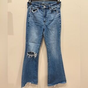 American Eagle Super Hi-Rise Flare Distressed 90s Bell Bottom Stretch Jeans